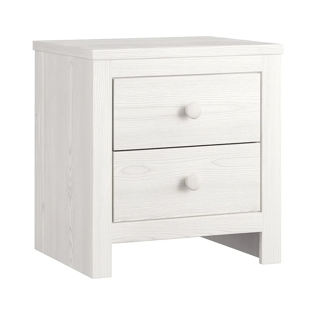 Comodino in Legno Bianco con Due Cassetti 50x40x60 cm