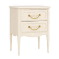 Comodino in legno con 2 cassetti e maniglie in metallo Avorio 60x45x35 cm