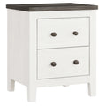 Comodino in Legno con 2 Cassetti Bianco e Grigio Scuro
