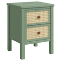 Comodino in legno e rattan con 2 cassetti Verde