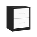 Comodino con 2 cassetti in MDF Nero/Bianco