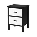 Comodino a 2 Cassetti in Legno MDF Nero e Bianco