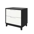 Comodino a Due Cassetti in Legno MDF Nero e Bianco