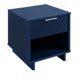 Comodino in legno MDF blu con cassetto