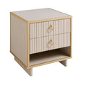 Comodino in Legno e MDF con Dettagli Dorati 50x40x60 cm Beige