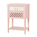 Comodino in legno di pino con due cassetti rosa