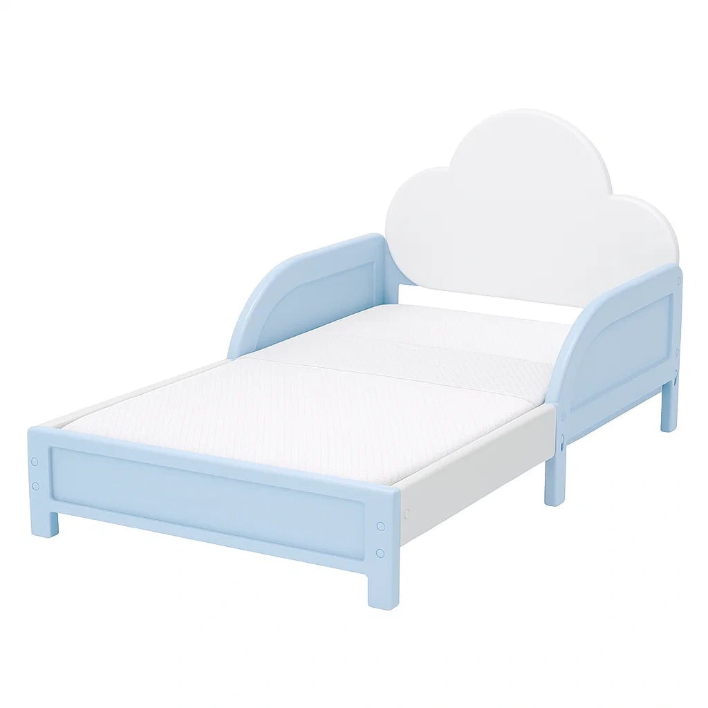 Letto per Bambini Forma di Nuvola in Legno MDF 140x70 cm Azzurro e Bianco