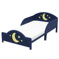 Letto per Bambini in Legno con Motivo Luna e Stelle Blu