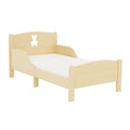 Letto per Bambini in Legno Naturale con Motivo Orso 140x70 cm Beige